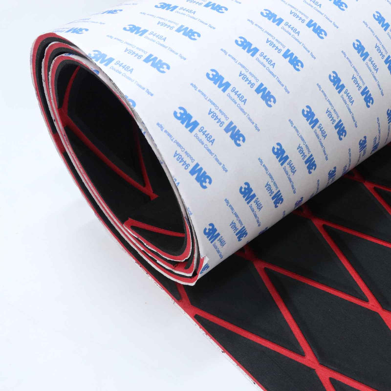 Engraved Large Diamond EVA Foam Sheet – Black & Red Boat Flooring