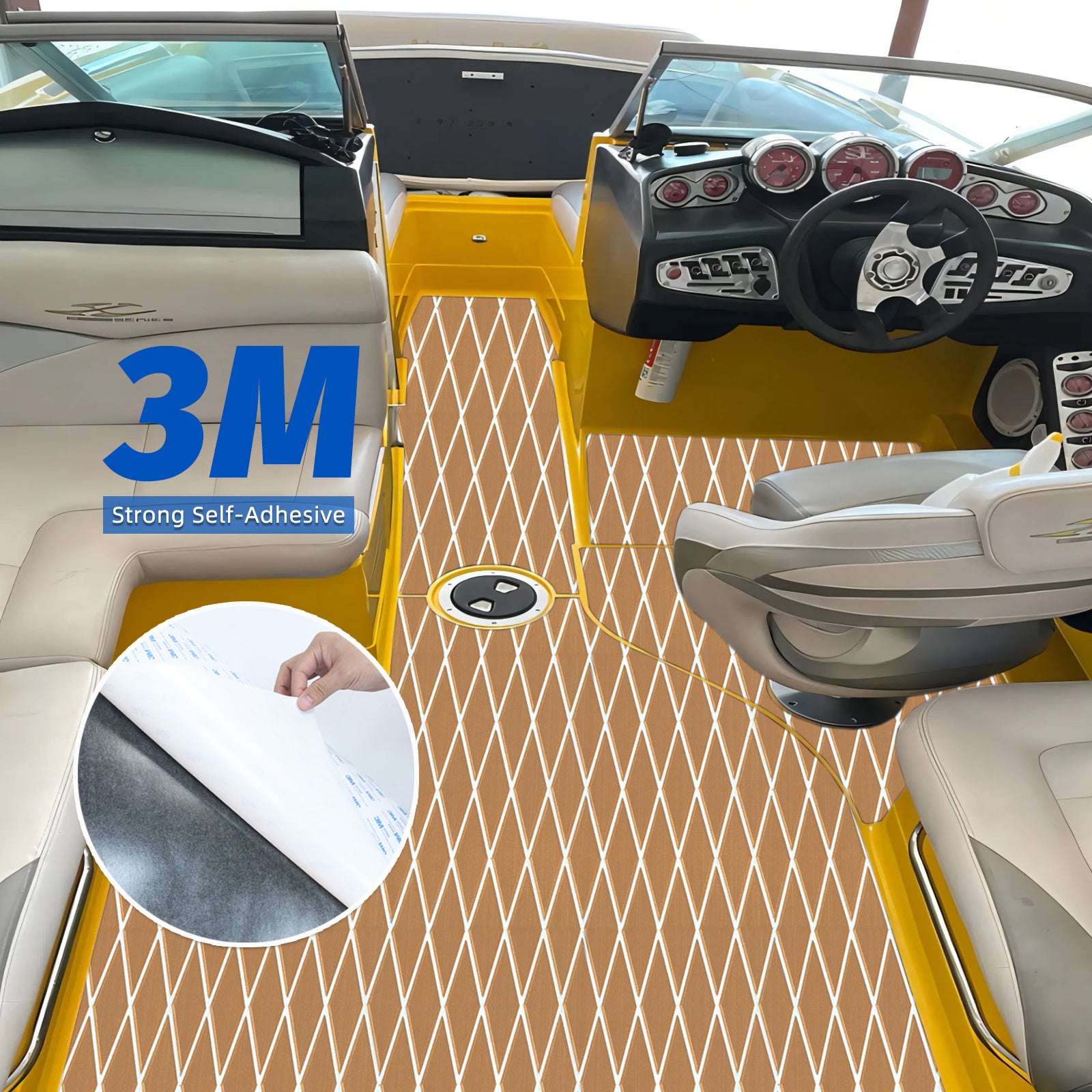 Engraved Large Diamond EVA Foam Sheet – Brown & White Boat Flooring - Hxbyx