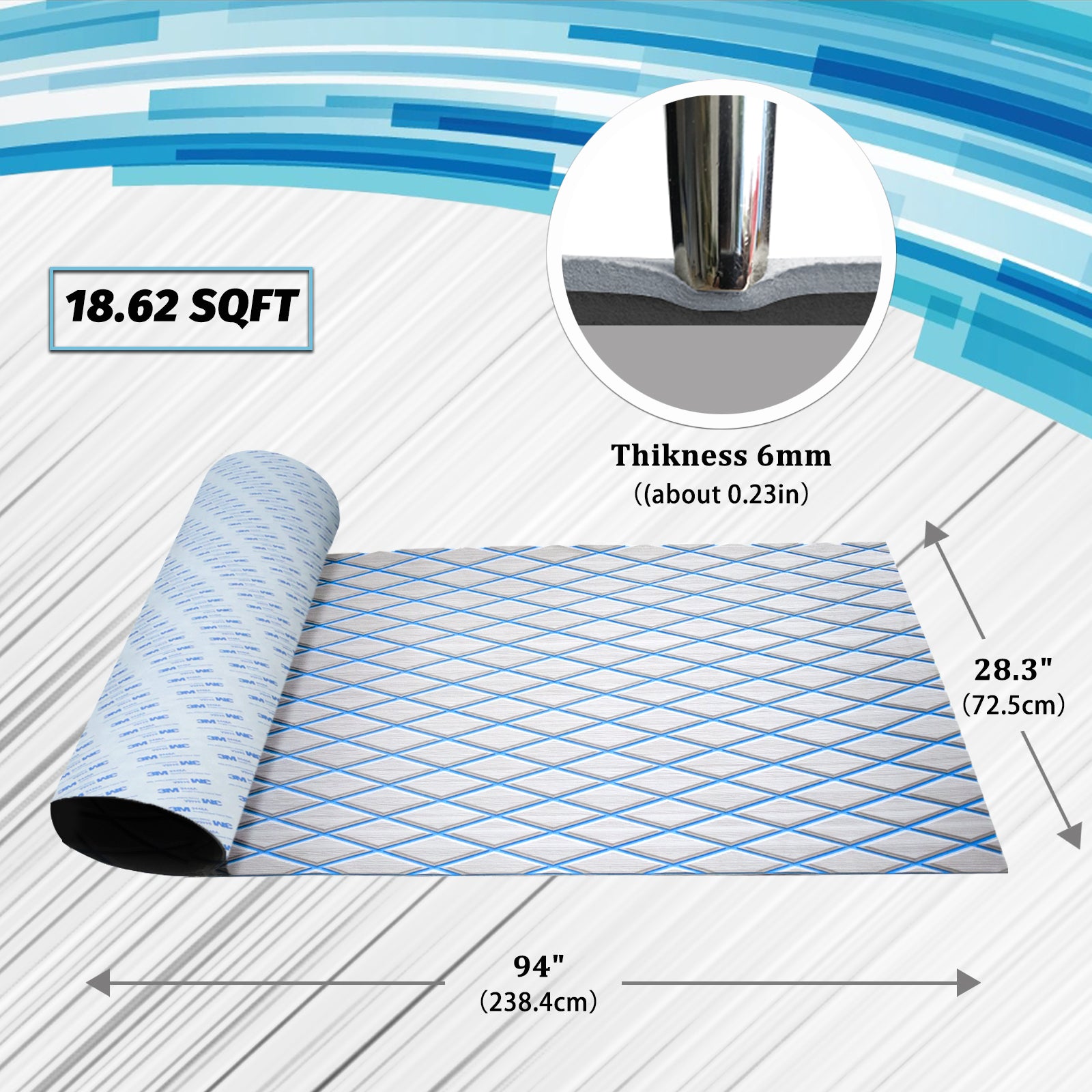 Engraved Large Diamond EVA Foam Sheet – Gray & Blue Boat Flooring - Hxbyx