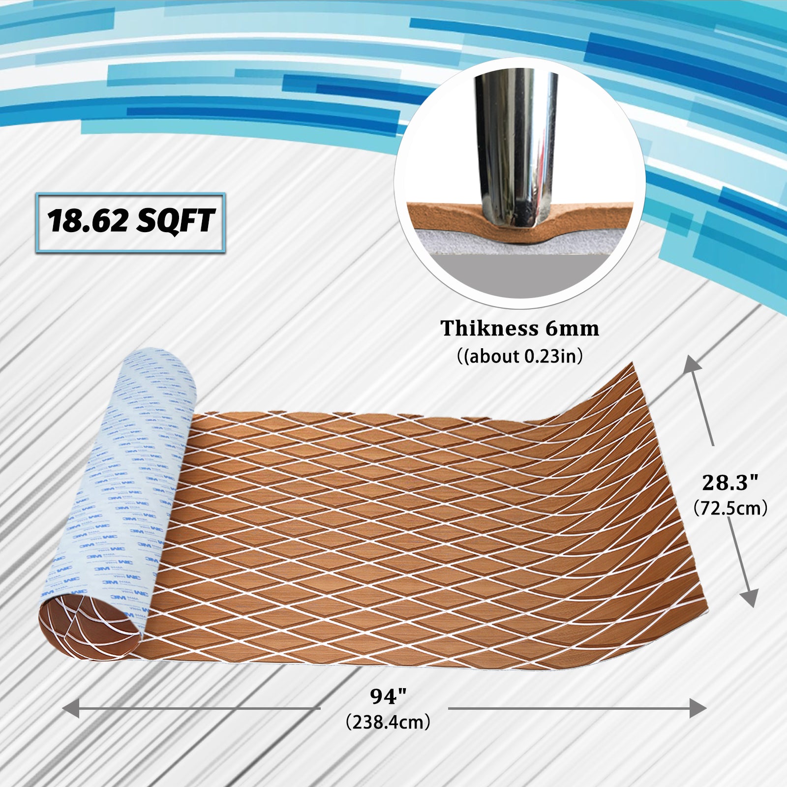 Engraved Large Diamond EVA Foam Sheet – Brown & White Boat Flooring - Hxbyx