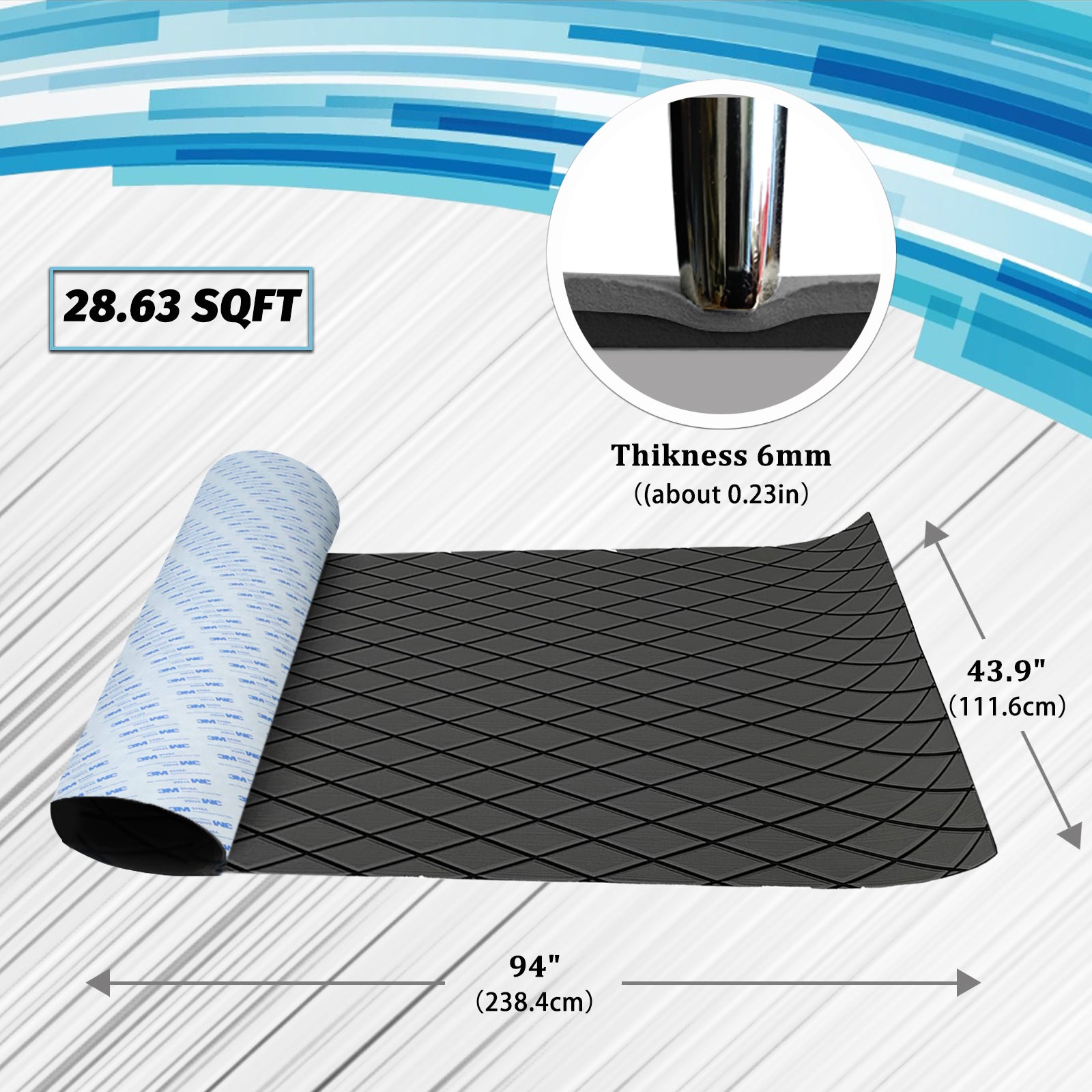 Engraved Large Diamond EVA Foam Sheet – Dark Gray & Black Boat Flooring - Hxbyx