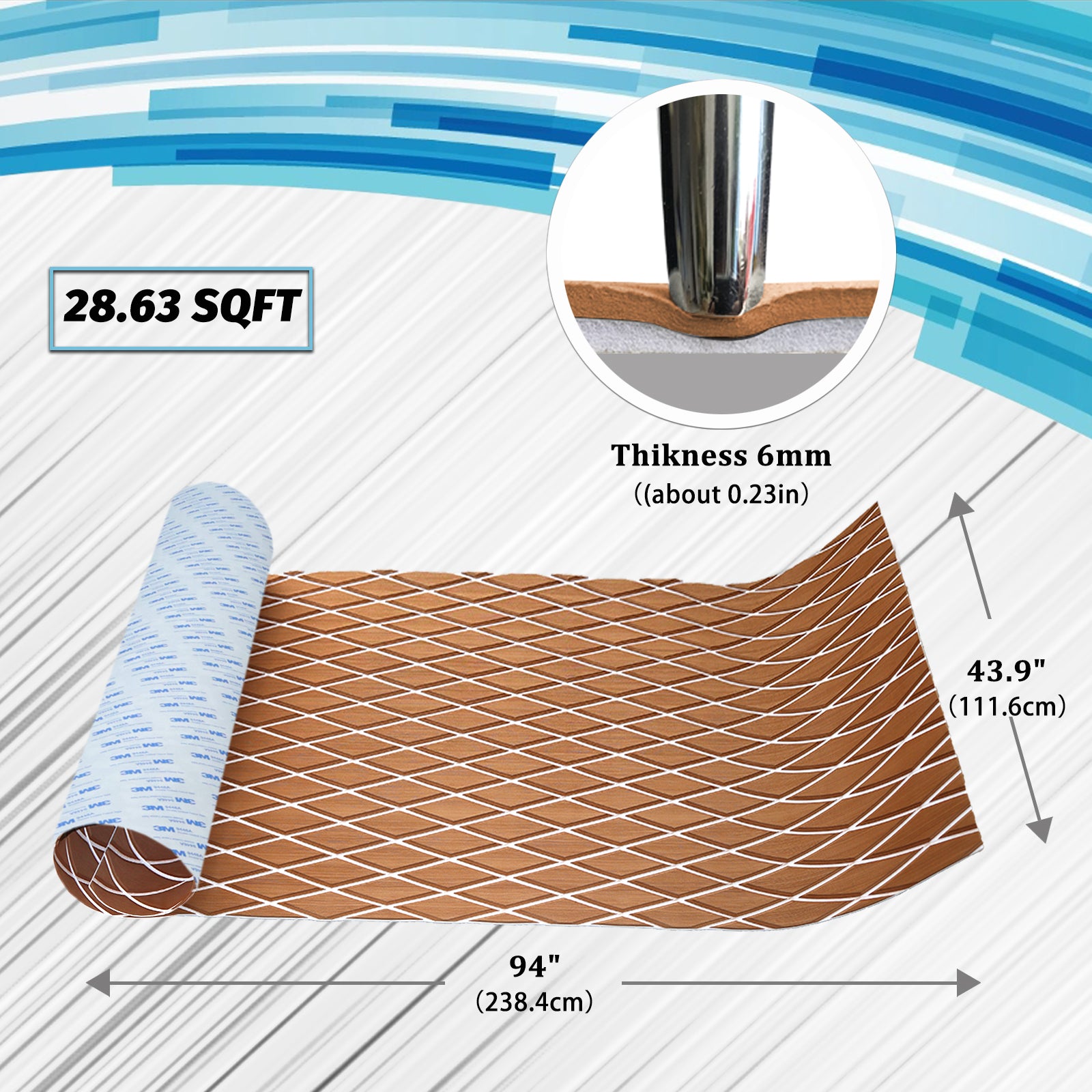 Engraved Large Diamond EVA Foam Sheet – Brown & White Boat Flooring - Hxbyx