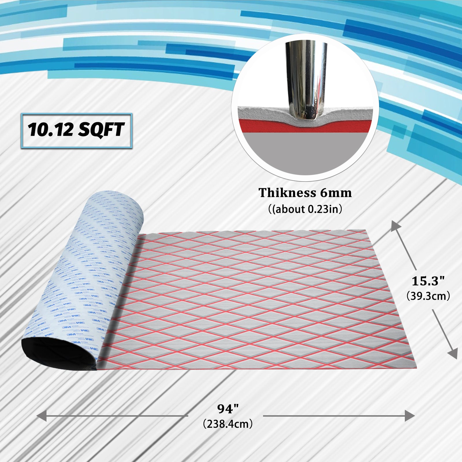 Engraved Large Diamond EVA Foam Sheet – Gray & Red Boat Flooring - Hxbyx
