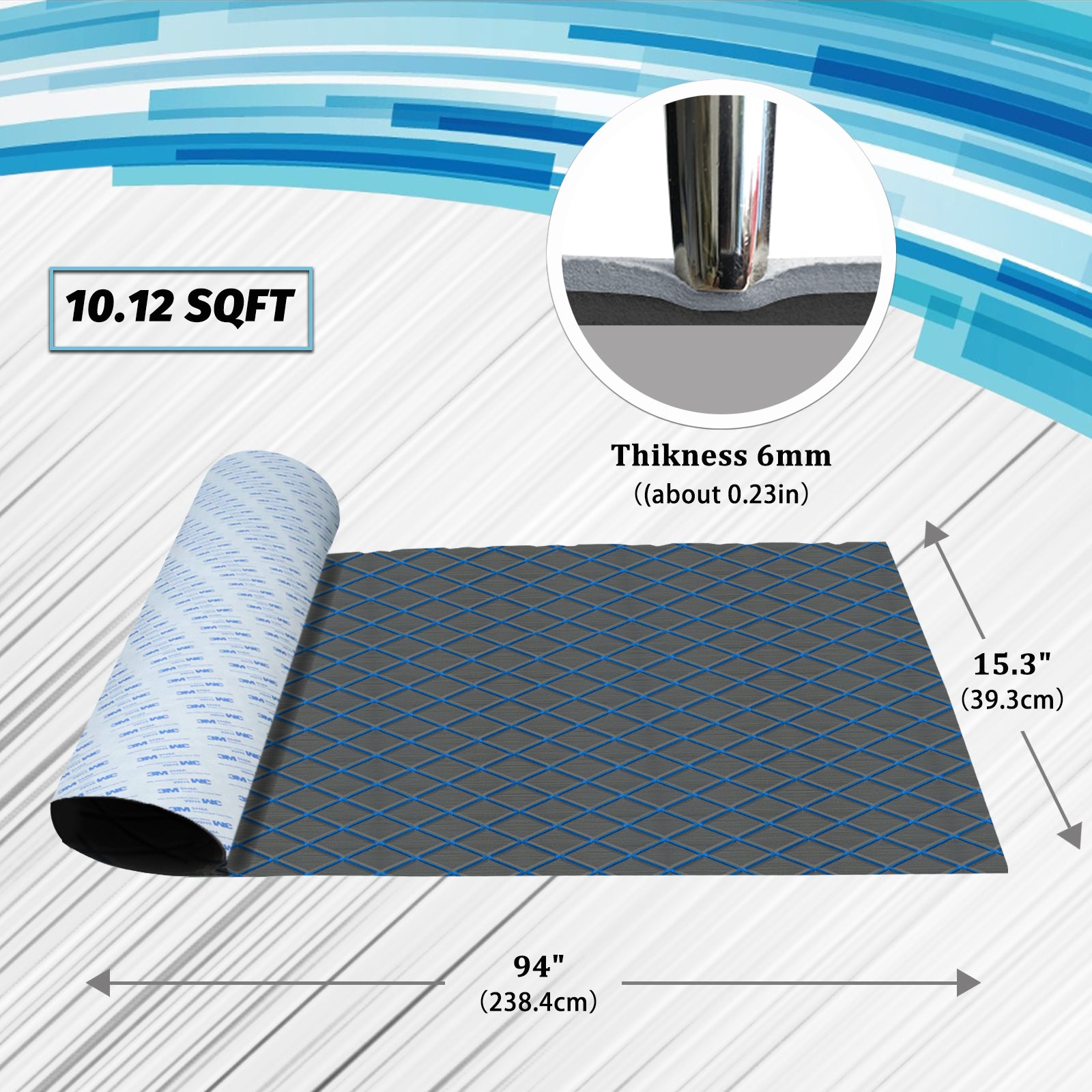 Engraved Large Diamond EVA Foam Sheet – Dark Gray & Blue Boat Flooring - Hxbyx