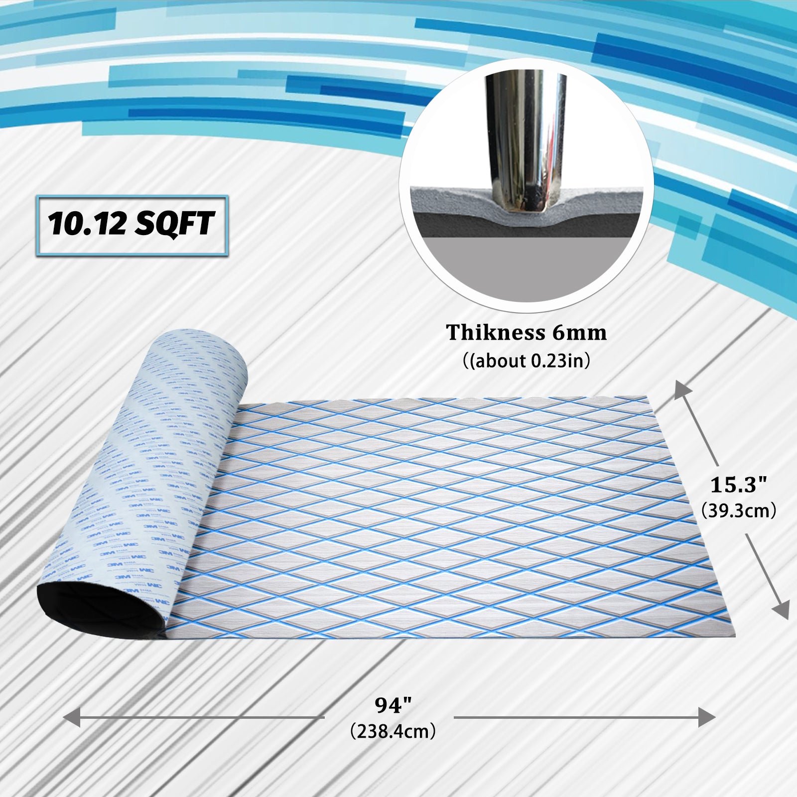Engraved Large Diamond EVA Foam Sheet – Gray & Blue Boat Flooring - Hxbyx