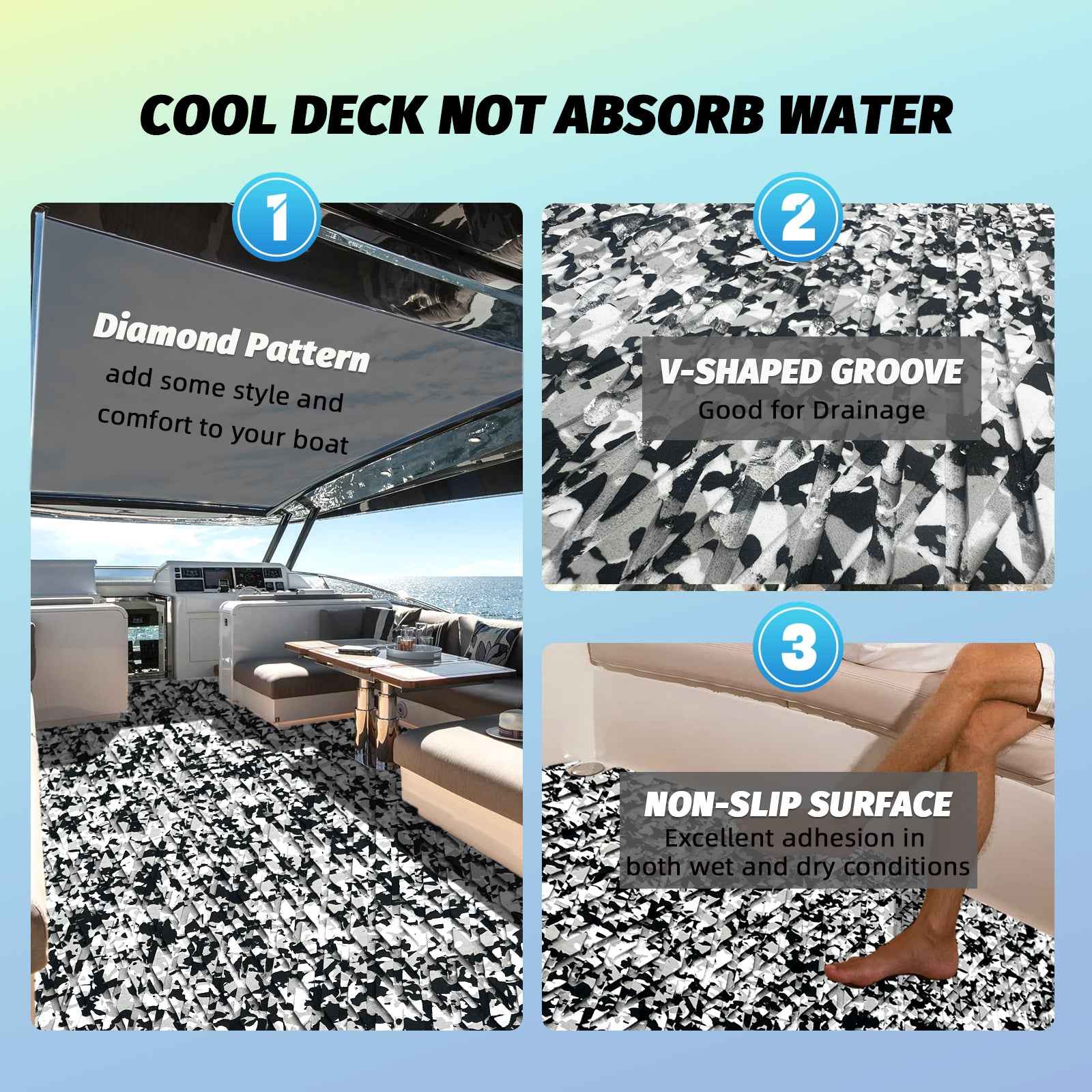 Snow Camo EVA Foam Sheet – Small Diamond Pattern Boat Flooring