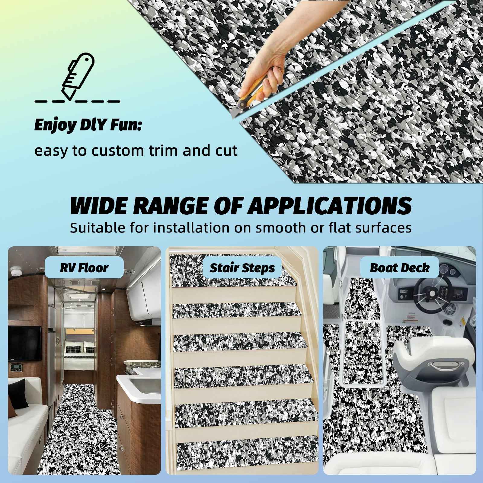Snow Camo EVA Foam Sheet – Small Diamond Pattern Boat Flooring