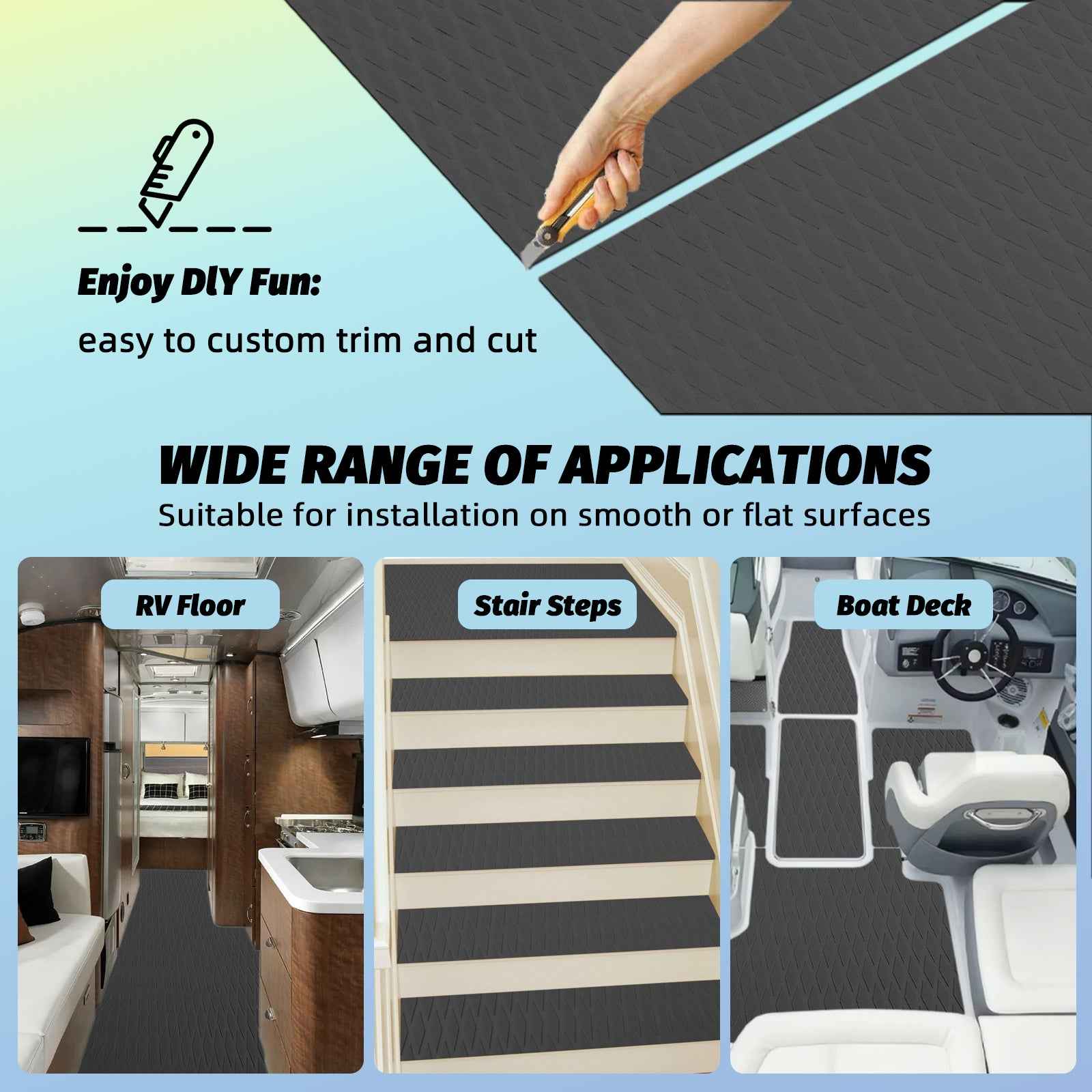 Black EVA Foam Sheet – Small Diamond Pattern Boat Flooring