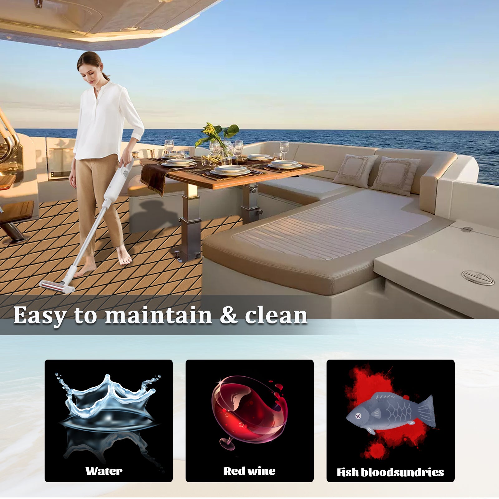 Engraved Large Diamond EVA Foam Sheet – Brown & Black Boat Flooring - Hxbyx