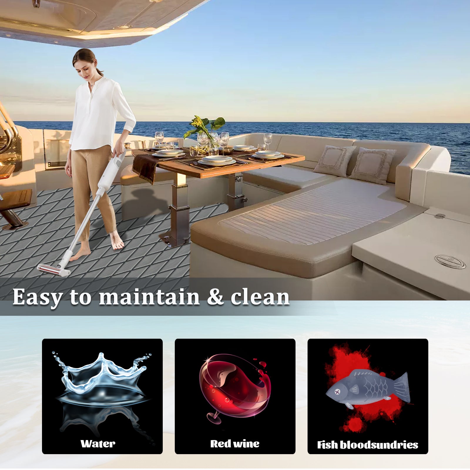 Engraved Large Diamond EVA Foam Sheet – Dark Gray & Black Boat Flooring - Hxbyx