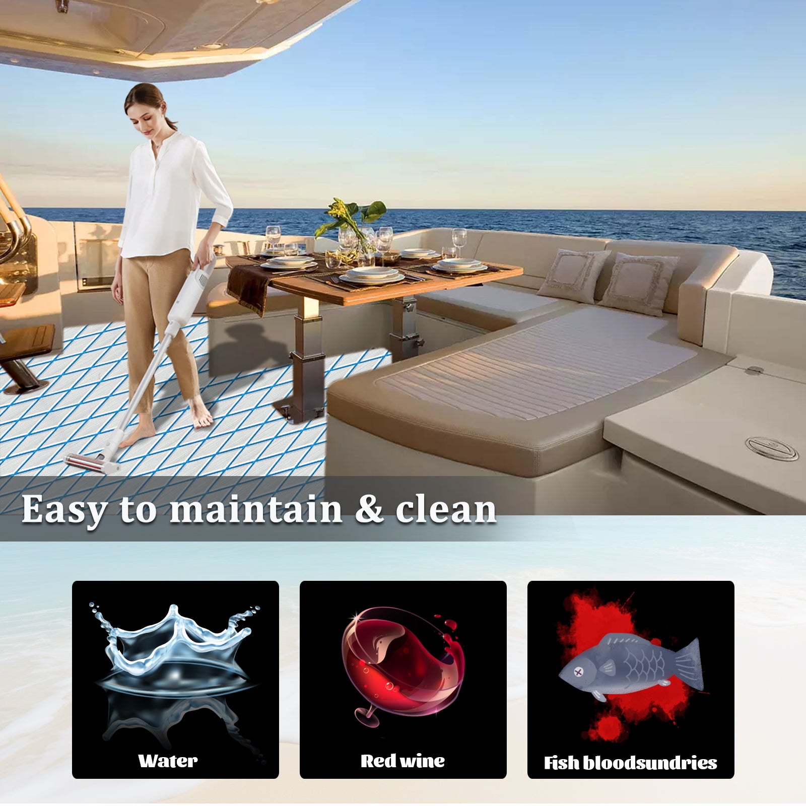 Engraved Large Diamond EVA Foam Sheet – Gray & Blue Boat Flooring - Hxbyx