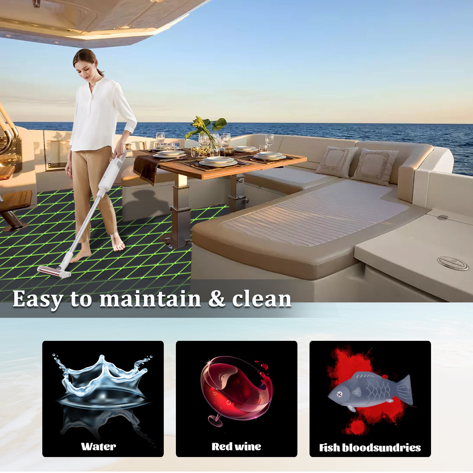 Engraved Large Diamond EVA Foam Sheet – Black & Green Boat Flooring - Hxbyx