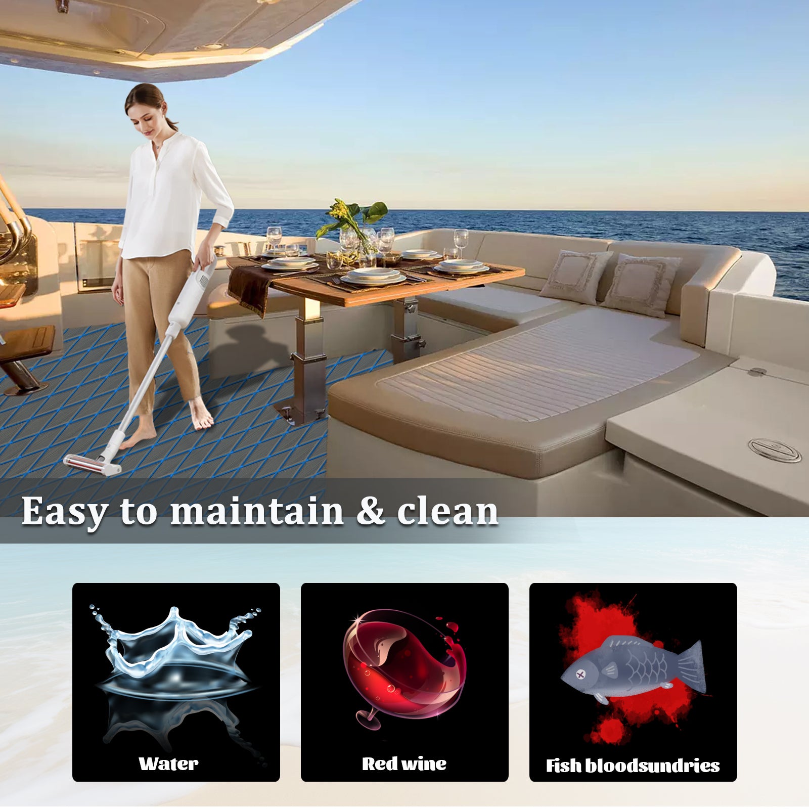 Engraved Large Diamond EVA Foam Sheet – Dark Gray & Blue Boat Flooring - Hxbyx