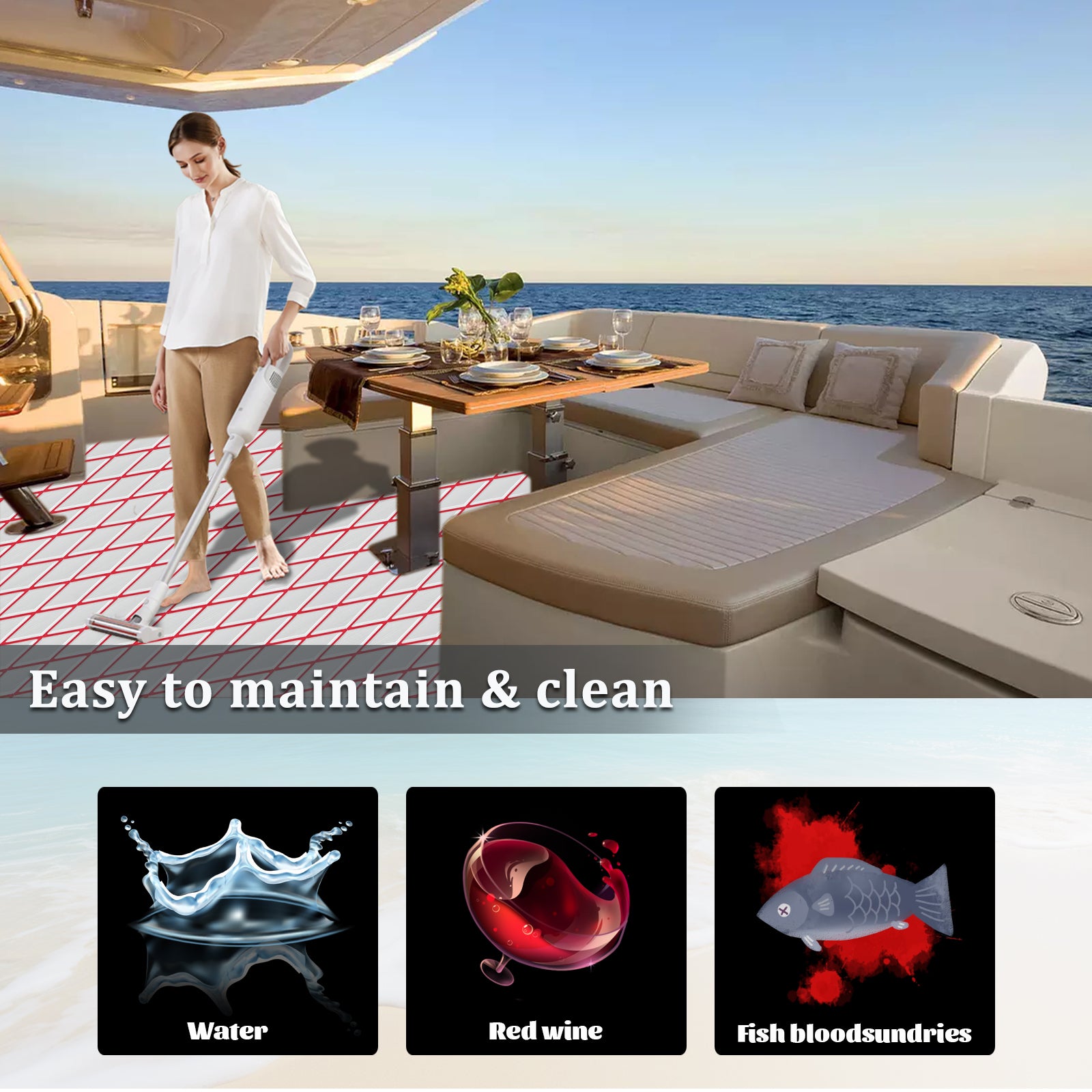 Engraved Large Diamond EVA Foam Sheet – Gray & Red Boat Flooring - Hxbyx