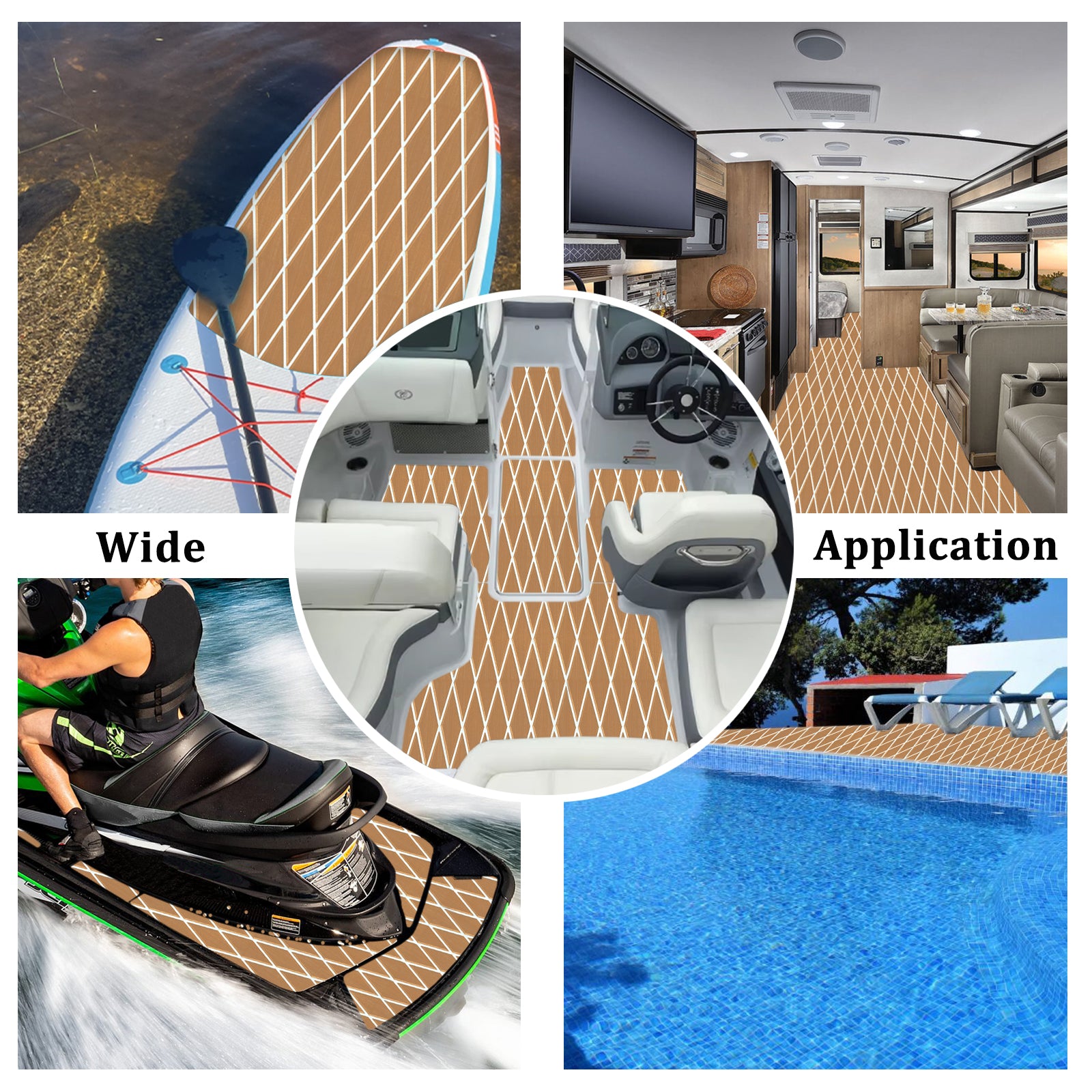 Engraved Large Diamond EVA Foam Sheet – Brown & White Boat Flooring - Hxbyx