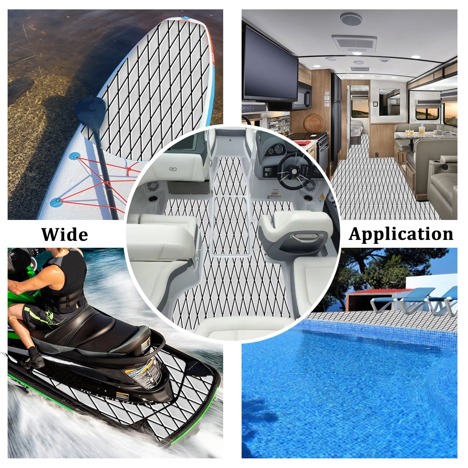Engraved Large Diamond EVA Foam Sheet – Gray & Black Boat Flooring - Hxbyx