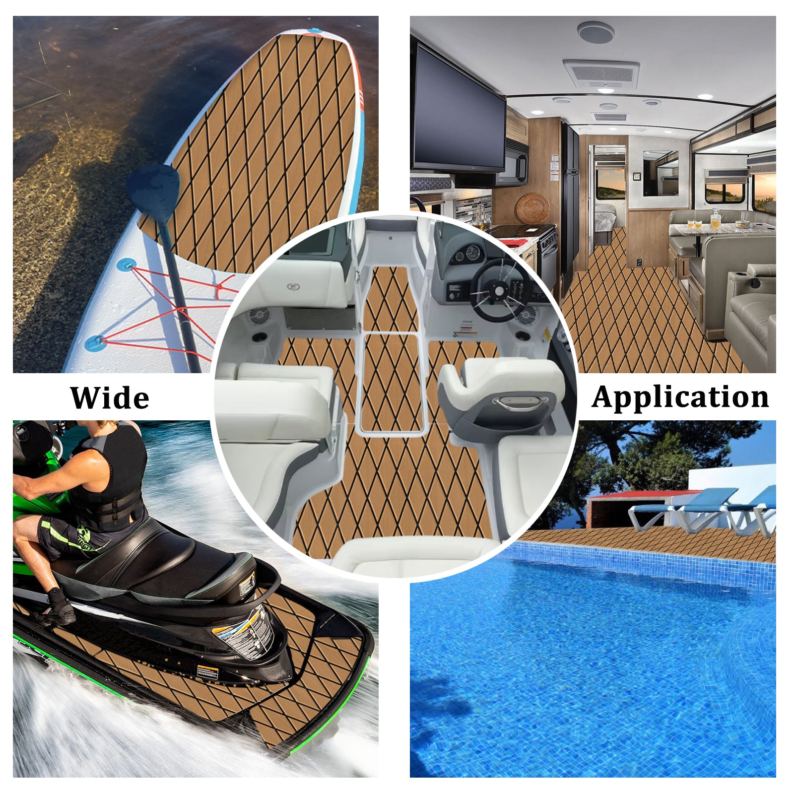 Engraved Large Diamond EVA Foam Sheet – Brown & Black Boat Flooring - Hxbyx