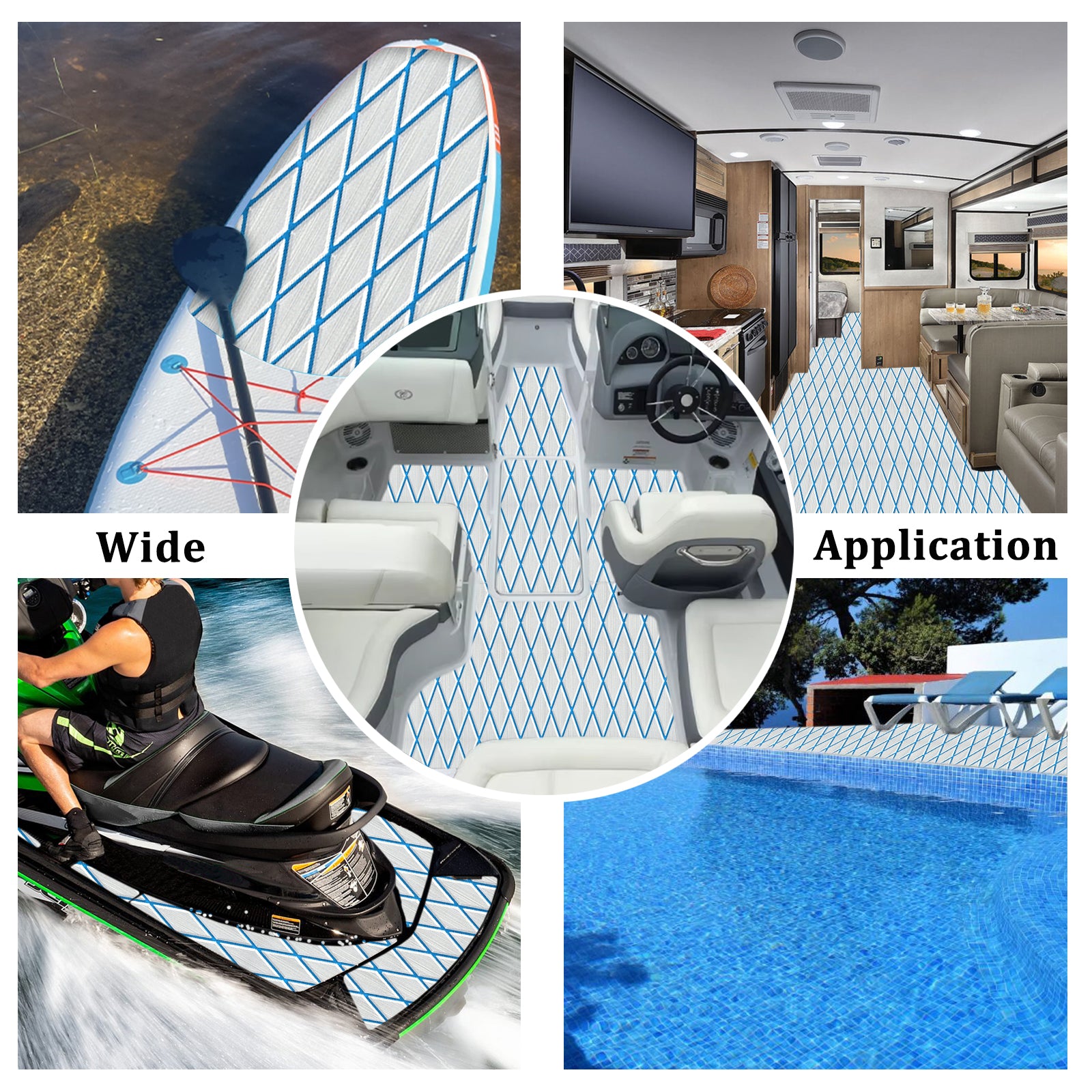 Engraved Large Diamond EVA Foam Sheet – Gray & Blue Boat Flooring - Hxbyx
