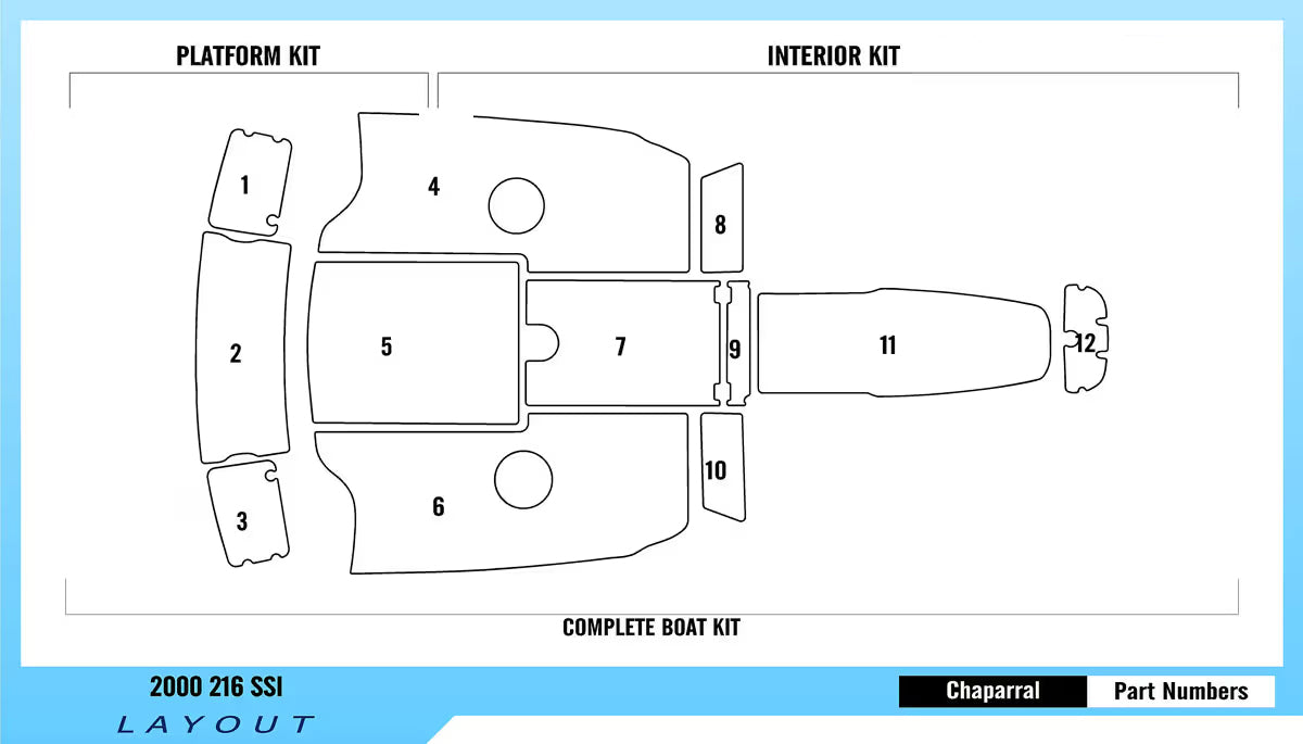 Chaparral 2000 216 SSI – Custom EVA Foam Marine Flooring Kit - hxbyx