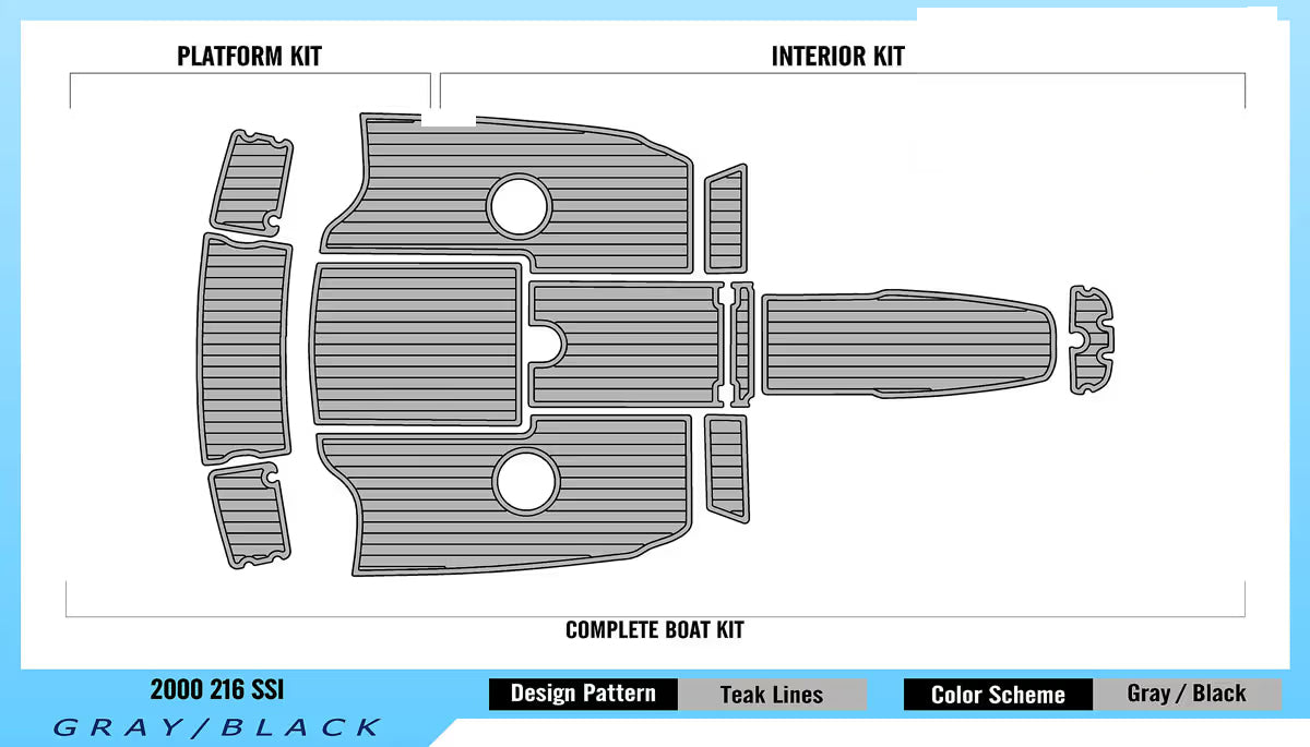 Chaparral 2000 216 SSI – Custom EVA Foam Marine Flooring Kit - hxbyx